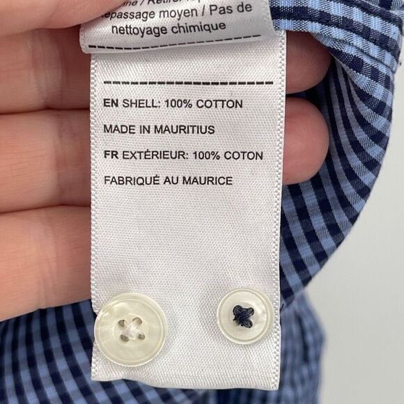 UNTUCKit White Blue Plaid Checker Wrinkle Free Long Sleeve Button Up Shirt Large - Picture 4 of 6